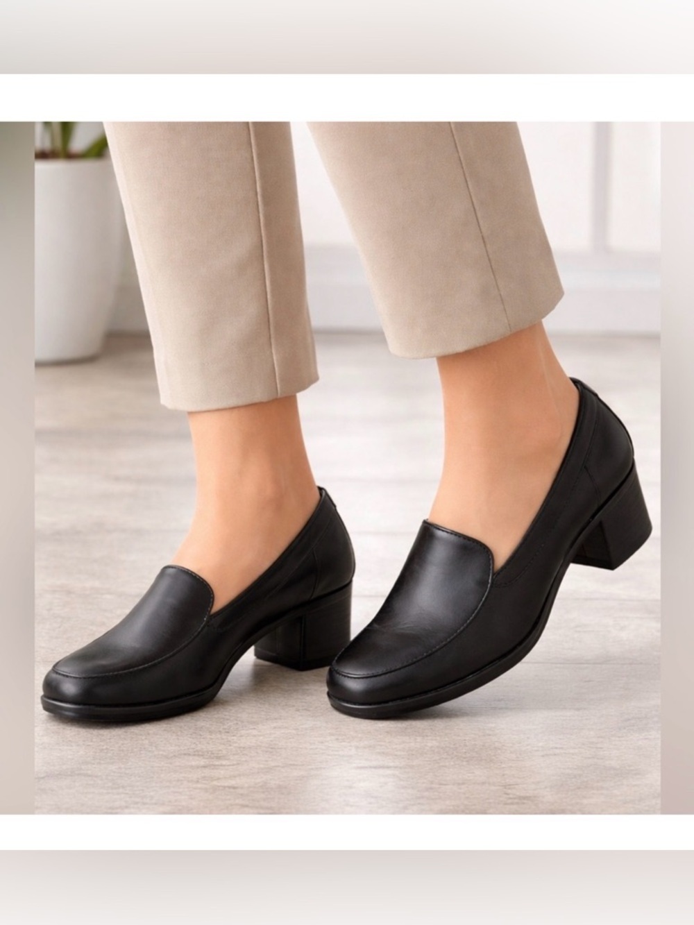 Croft & Barrow Black Leather Comfort Loafers Low Heel Slip-On Shoes/size 9